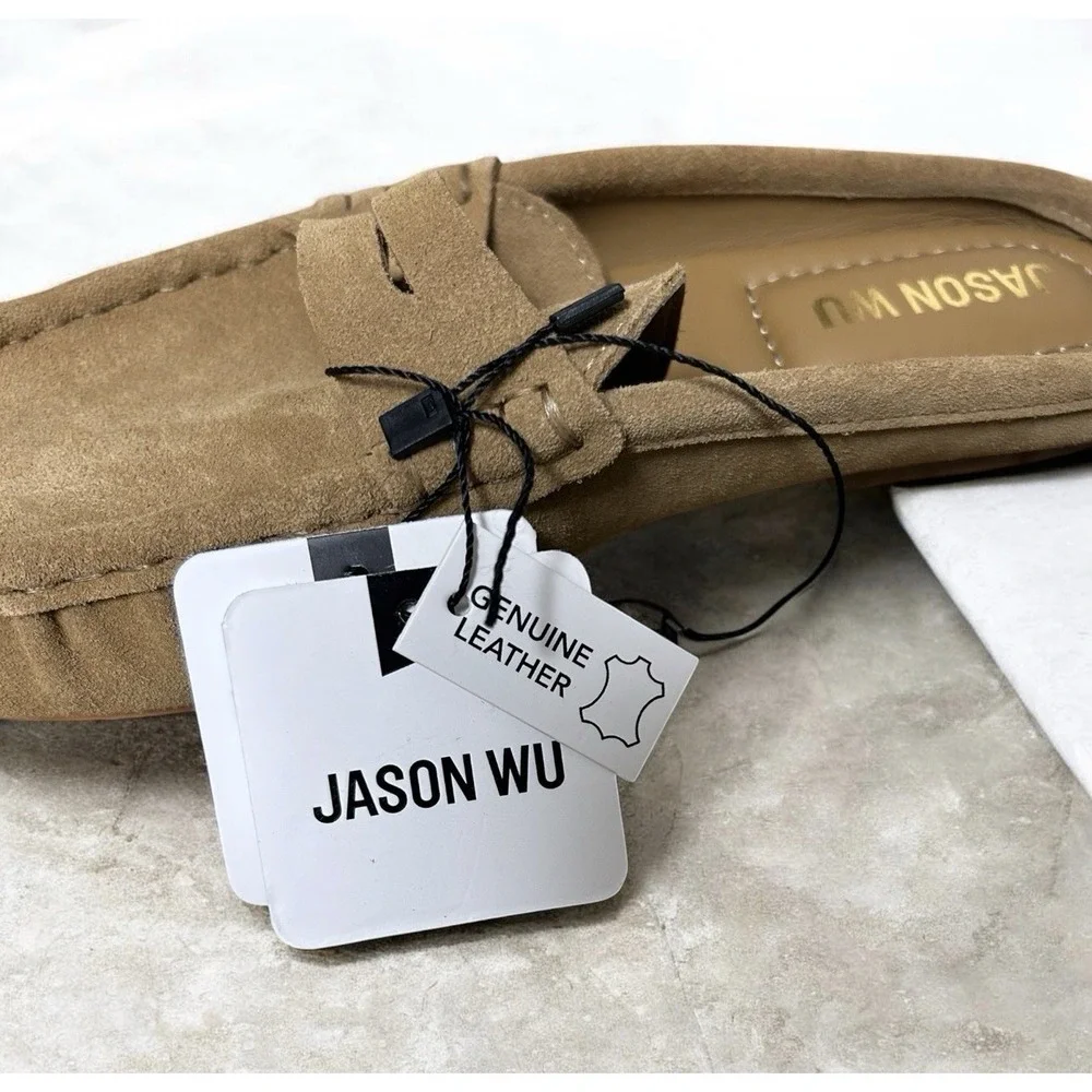Jason Wu Meeky Mule Loafers Chestnut Suede Leather Slides 7.5 NWT Box